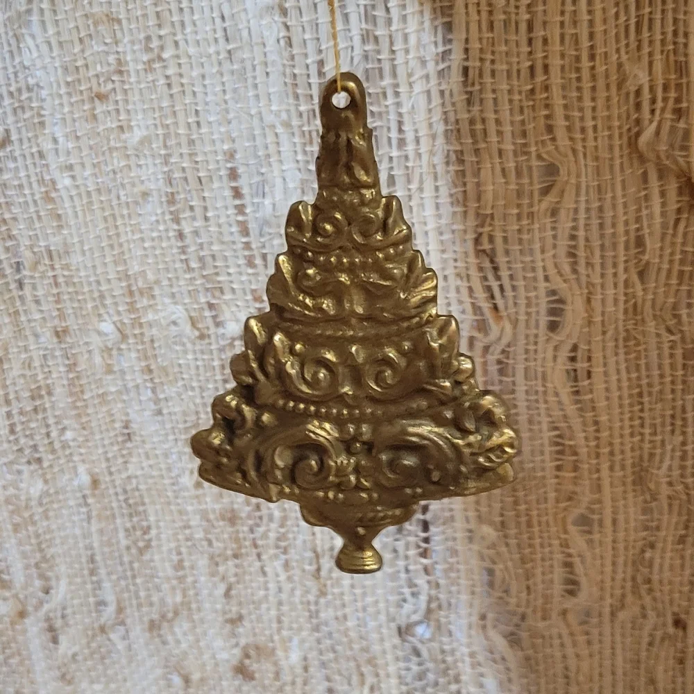 Vintage Solid Brass Christmas Tree Holiday Ornament - Picture 1 of 2